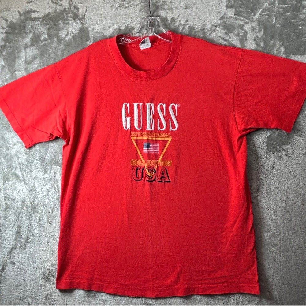 Vintage Guess‎ International Collection USA Red T-Shirt Georges Marciano Mens M